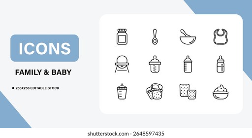 Baby and Family Icon Bundle – Parenthood, Newborn Care, Family Life Symbols