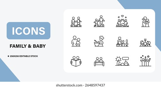 Baby and Family Icon Bundle – Parenthood, Newborn Care, Family Life Symbols