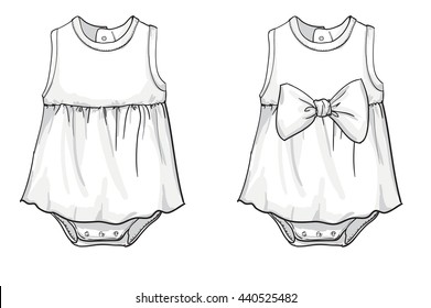 baby fashion, baby clothing vector illustration,  clothes Baby girls, sketch clothing