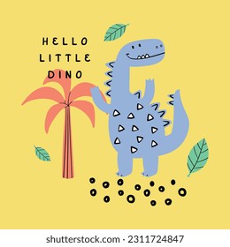 baby fashion print design with cute dinosaur drawing as vector
