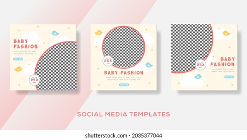 Baby fashion sale for social media post banner template Premium Vector