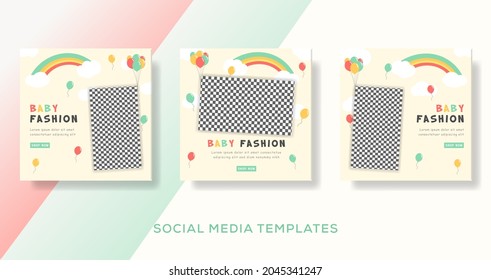 Baby fashion sale store clothes banner template post. premium vector