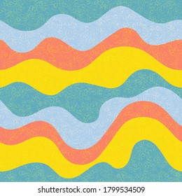 Baby fashion wavy seamless pattern. Marine waves fluid doodle vector. Cute wavy stripes childish textile print. Abstract leaner ribbons circus pattern. Irregular seamless ornament.