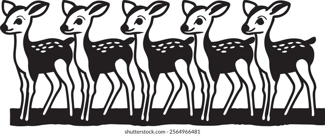 Baby Fawn Line Art Illustration Bundle.