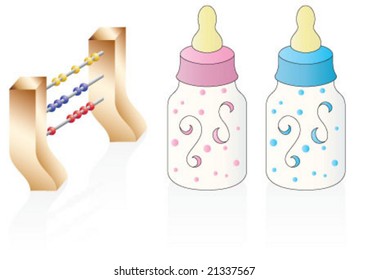 Baby feeder bottle and abacus