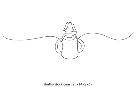 Baby feeder bottle one continuous line drawing concept of baby care minimalist