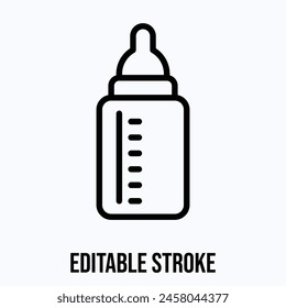 Baby Feeder Bottle Vector Icon, Editable Stroke.