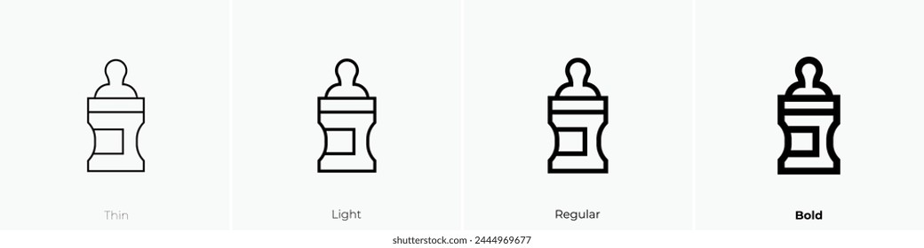 icono de alimentador de bebé. Diseño de estilo fino, ligero, regular y audaz aislado sobre fondo blanco