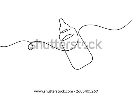 Baby feeding bottle continuous one line drawing minimalist style isolate outline vector illustration