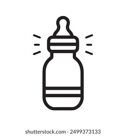 Baby feeding bottle drink food outline black icon design.