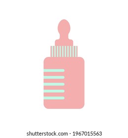 Baby Feeding Bottle, Motherhood Concept. Midwifery Day. Vector Illustration Isolated On A White Background