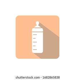 Botella de alimentación infantil vectorial icono naranja plano con sombra 