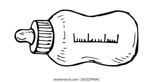Baby feeding bottle vector hand-drawn doodle cartoon illustration.