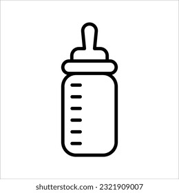 Icono de la línea vector de la botella de alimentación del bebé, ilustración vectorial del fondo blanco