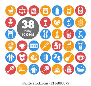 Baby, feeding and care vector glyph icons set. Graph symbol for children and newborn babies web site and apps design, logo, app, UI