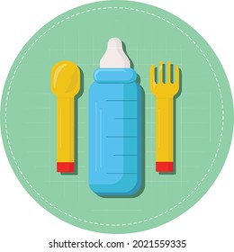 Baby Feeding Tools with green background