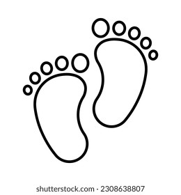 Baby feet clean black icon. Line icon.