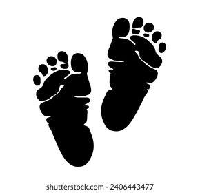 Baby feet cut files, vector illustration, black silhouette, kid footsteps svg