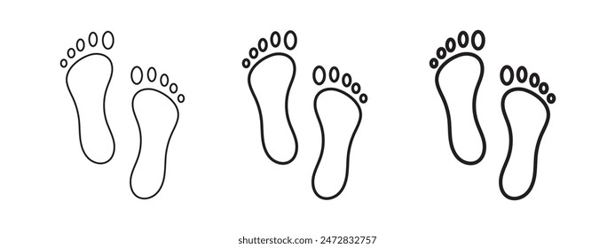 Baby feet different style icon set. Line, glyph and filled outline colorful version, outline and filled vector sign. Symbol, logo illustration. Vector graphics