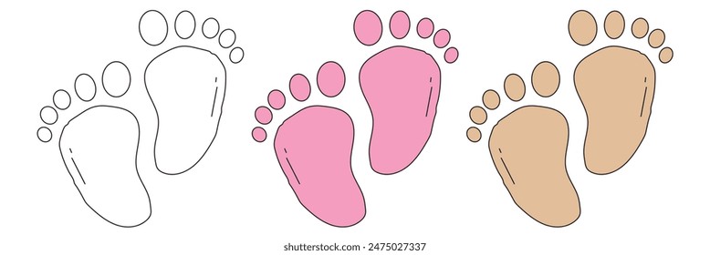 Baby Feet, Footprint, Hearts design eps 10