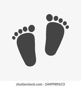 Baby feet footprint icon. Child footstep stamp. Newborn shoe. Vector