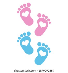 Baby feet. Gender party Vector. Illustration