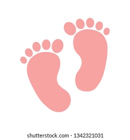 Baby feet icon flat element. Vector illustration of baby feet icon flat isolated on clean background for your web mobile app logo design.Baby Girl Feet.