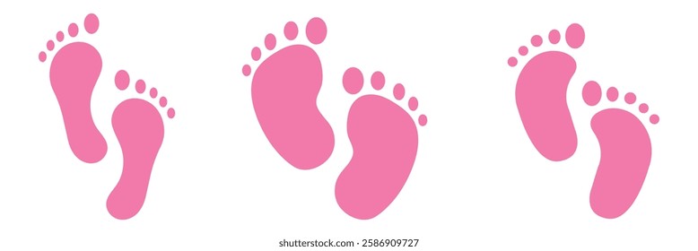 Baby feet icon set with flat design. Vector illustration of baby feet icons flat design isolated on white background for web mobile app logo design. eps 888.