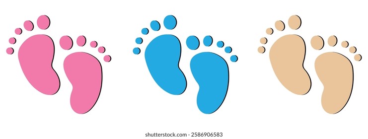 baby feet icon set. footprint, newborn, kids feet sign. Baby feet icon flat element. vector illustration eps 888.