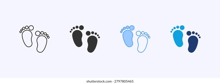 Baby Feet Icon Set Multiple Style Collection Vector Illustration