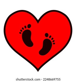 Baby feet icon vector. Love illustration sign. Newborn symbol or logo.