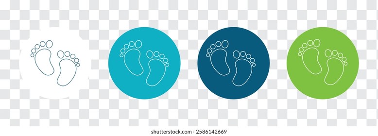 Baby Feet new born. Kids or baby feet and foot steps vector footsteps icon for print. Colorful baby feet Love heart  boy or girl sign. EPS 10