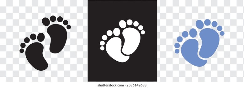 Baby Feet new born. Kids or baby feet and foot steps vector footsteps icon for print. Colorful baby feet Love heart  boy or girl sign. EPS 10