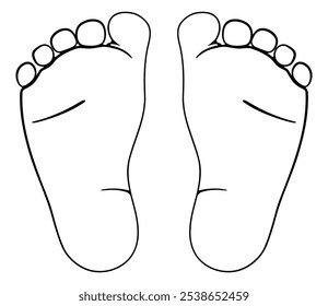 Baby feet outline illustration. Baby footprint vector illustration, isolated on a white background.