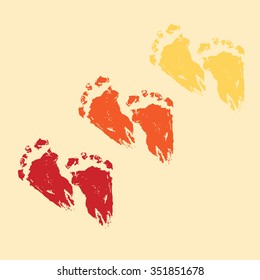 Baby feet print vector foot prints color background