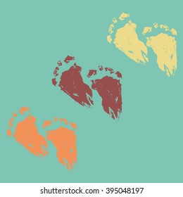 Baby feet print vector foot prints color background