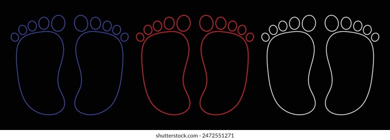 Baby feet prints isolated background. These could be used for a t-shirt design or anything promoting the love of babies. Baby feet vector set.