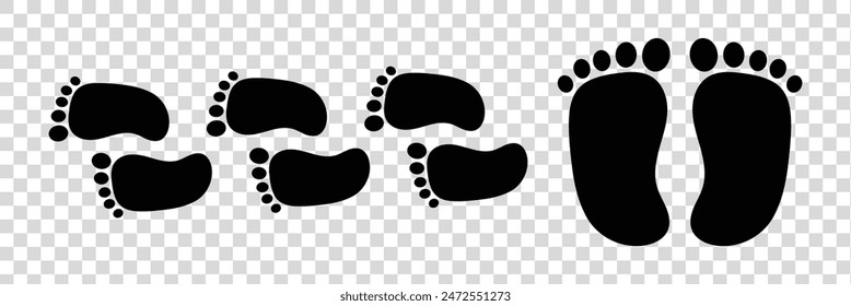 Baby feet prints isolated background. These could be used for a t-shirt design or anything promoting the love of babies. Baby feet vector set.