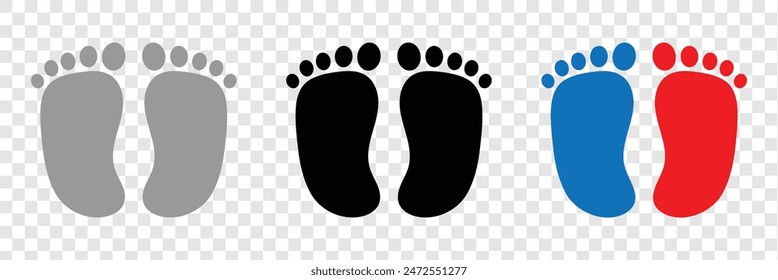 Baby feet prints isolated background. These could be used for a t-shirt design or anything promoting the love of babies. Baby feet vector set.