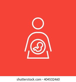 Baby Fetus In Mother Womb Line Icon.