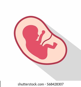 Baby fetus in the uterus icon. Flat illustration of baby fetus in the uterus vector icon for web on white background