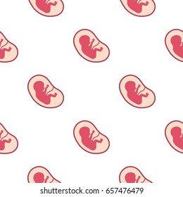 Baby fetus in the uterus pattern seamless background in flat style repeat vector illustration