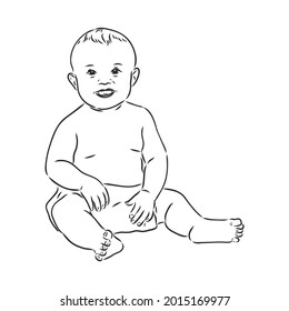 Baby figure. Front, side and back view. Beautiful body boy, character child, vector illustration