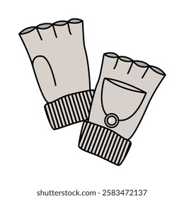 Baby fingerless gloves flat drawing vector design mockup template.