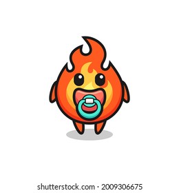 baby fire cartoon character with pacifier , cute style design for t shirt, sticker, logo element