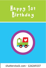 baby first birthday car greeting card