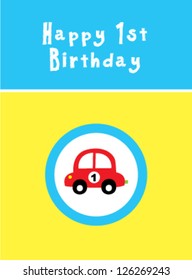 baby first birthday car greeting card