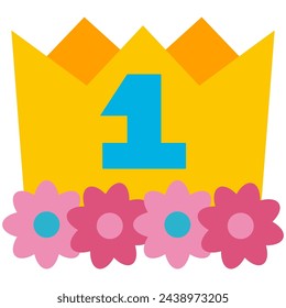 Baby first birthday party hat vector cartoon illustration isolated on a white background.