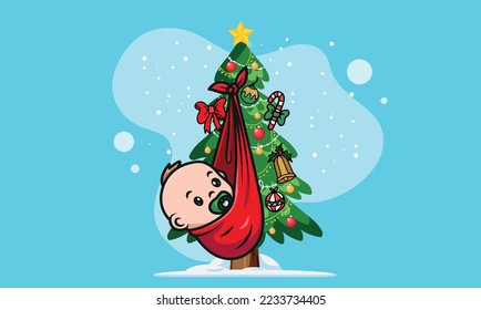 Baby first christmas ornaments vector illustration. vectorial work for souvenirs and personalized designs.