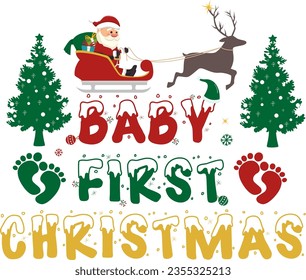 Baby First Christmas Vector T-Shirt Design